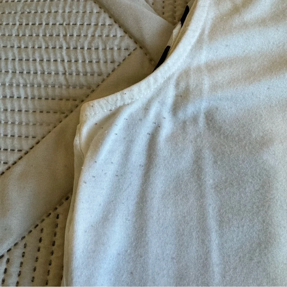 2/$10 New York & Co Tank w/ chiffon overlay Sz S white black & brown pattern - Picture 8 of 9